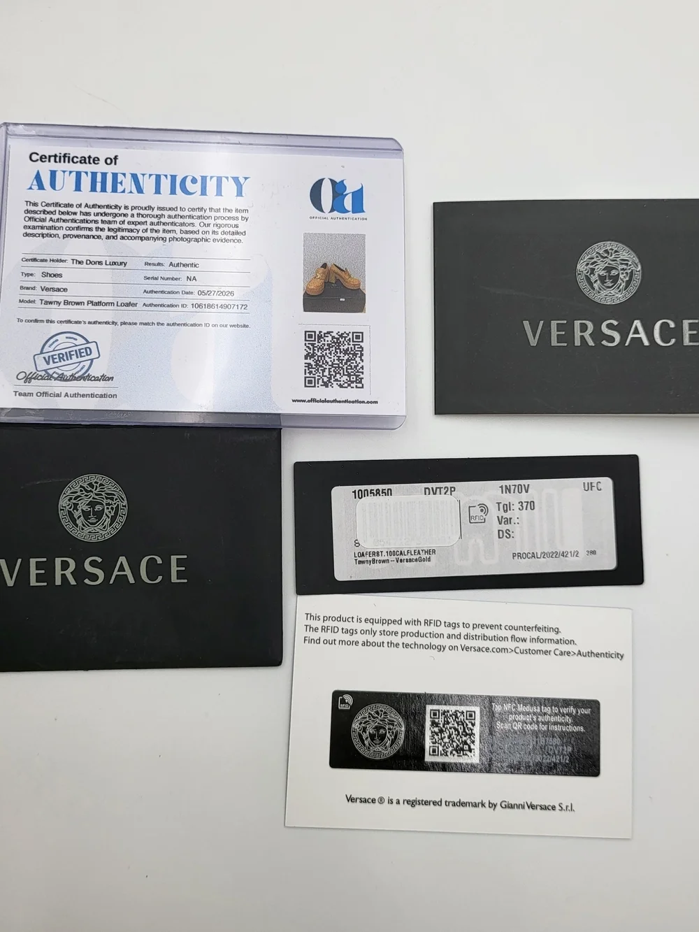 Versace Medusa Biggie Platform Loafers Brown Leather Eu37 Auth w/COA.